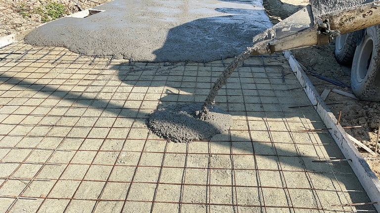 Concrete road construction project