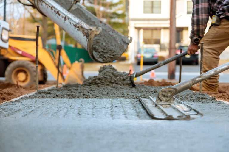 Concrete sidewalk construction